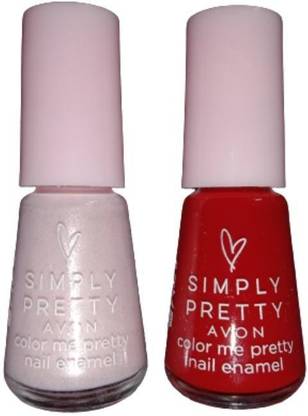 AVON simply pretty colour me pretty nail enamel cherry red and pink fantsy red, pink