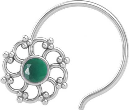jsaj Emerald Sterling Silver Plated Sterling Silver Nose Stud