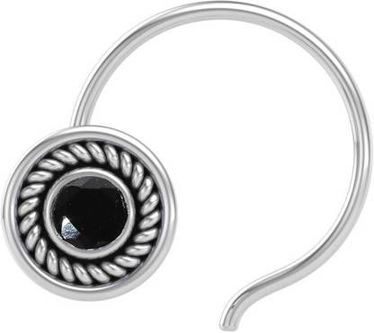 jsaj Onyx Sterling Silver Plated Sterling Silver Nose Stud