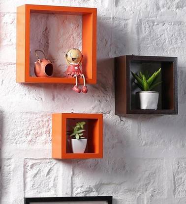 Craftylook Wooden Square Floating Cube Wall Shelf Storage Wall Shelves Shelf Cube MDF (Medium Density Fiber) Wall Shelf