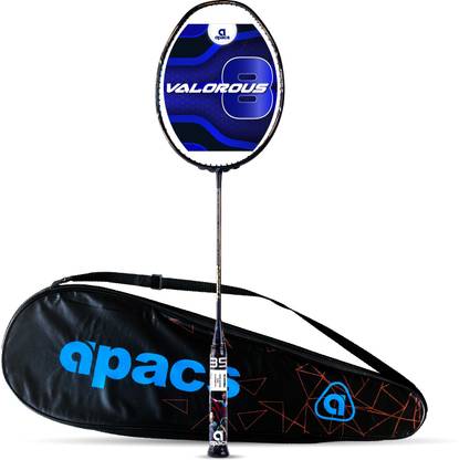 apacs Valorous 8 (Full Graphite, 38 LBS) Unstrung Badminton Racquet Black Unstrung Badminton Racquet