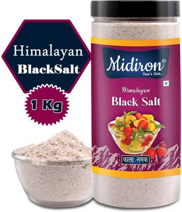 Midiron Himalayan Black Salt, Kala Namak, Low Sodium Black Salt, , Premium Quality Black Salt (1 Kg) Black Salt