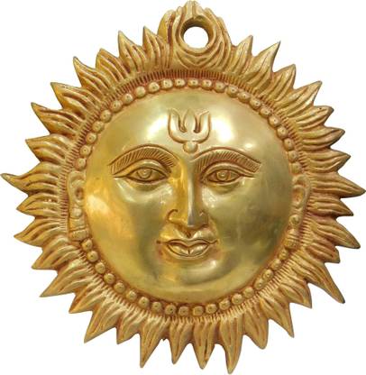 vinayakmoorti Shree Sury Dev Brass Decorative Wall Hanging Show Piece For Home Pooja And Vastoo Purpose || Best For Gift|| Made By Shiny Brass Material|| Big Size Idol Of Lord Surya|| Decorative Showpiece  -  20 cm