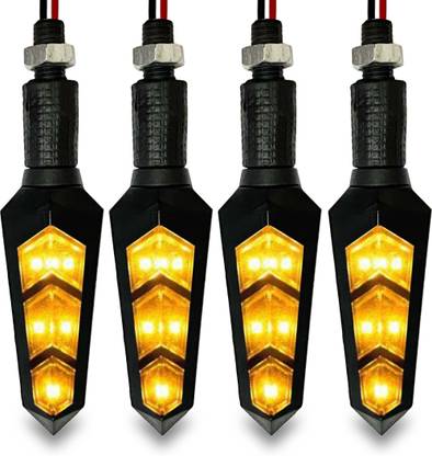 Autofledge Set of 4 Bike Front, Side, Rear SMD Flip LED Light Set of 4 Indicator Turn Signal Light for Bike Brake Light Motorbike LED (12 V, 10 W)