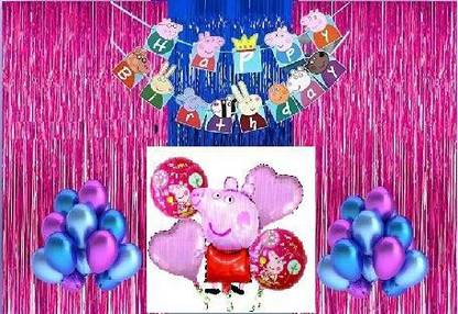 Anayatech 3 curtain peppa pig birthday combo -pack of 50