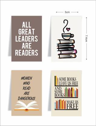 craft maniacs BOOKS & COFFEE SET OF 4 MAGNETIC BOOKMARKS MAGNETIC Bookmark