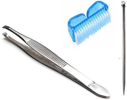 HINSHITSHU Plucker + Cleaning brush + Black head remover pin pack of 3