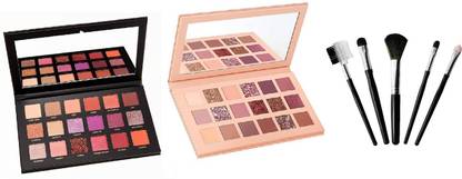 Dhaniji DESERT DUSK Multi Shades 18 Colours Eyeshadow Palette with 1 Nude Edition Multishade Eyeshadow Palette & 5 makeup Brushes