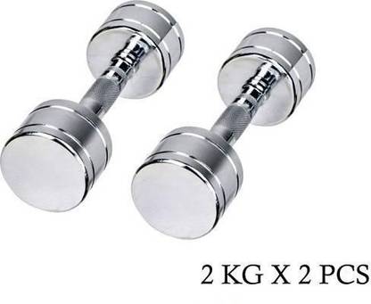 AS ENTERPRISES Hi-Quality Steel Chrome 2Kg (Pair) Fixed Weight Dumbbell (4kg) Fixed Weight Dumbbell