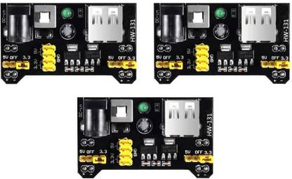 DS Robotics MB102 Breadboard Power Supply Module 3.3V/5V for Arduino Board Solderless Breadboard (Pack of 3) Electronic Components Electronic Hobby Kit