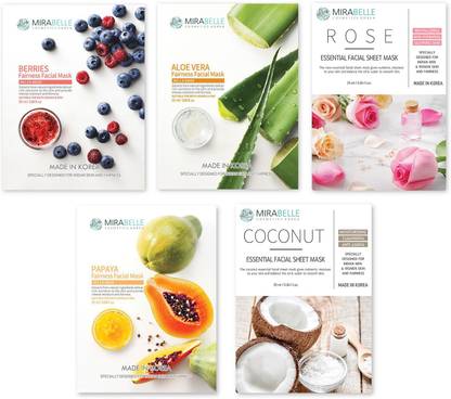 Mirabelle SKIN FACE SHEET MASK COMBO PACK OF 5
