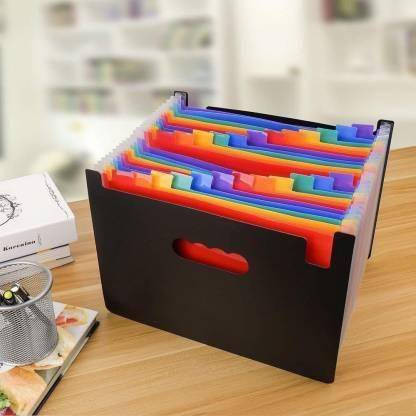MN exports 24 Pockets Expanding File Folder with Cover A4 Size Paper and Documents Organizer Bag Expanding File Folder