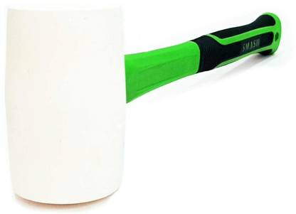 DARIT SMASH Smash 12-Ounces White Solid Rubber Mallet, Fiberglass Handle with Soft Rubber Grip, Non Marking Hammer (12OZ) Mallet