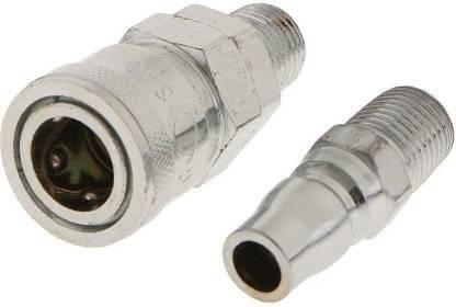 H HADDU Aluminium Pneumatic Air Line Hose Quick Fittings Connector Coupler (One Size, Silver) Hose Connector