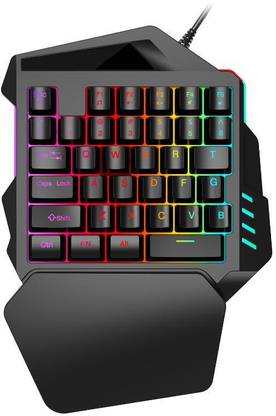 eDUST 35 Keys one Handed Wired Mobile Gamming Keyboard with Colorful Backlit Wired USB Handheld Gaming Keyboard Compatible with Desktop, Laptop, Mac