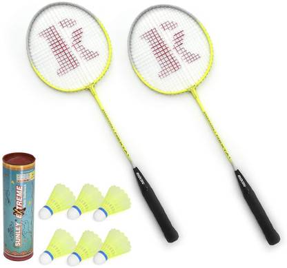 SUNLEY Nexta Set of 2 Badminton Racket with 6 Piece Nylon Shuttle Badminton Kit