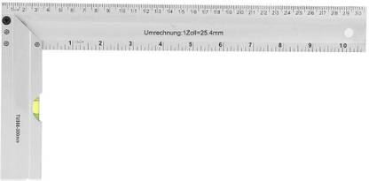 DARIT Aluminium Alloy Thickened 90 Degree Carpenter Square L-Shape Right Angle Ruler with Bubble Level Woodworking Measuring Tool (10 Inch) Non-magnetic Line Level
