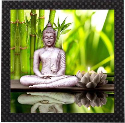 Darsh Craft Lord Buddha Photo Frame Digital Reprint 9 inch x 9 inch Painting