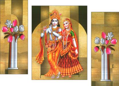 Jaipur Print Hub set of 3 pes.Radha Rani Digital Reprint 12 inch x 18 inch Painting