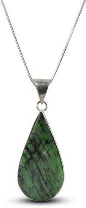 CRYSTU AAA Ruby Zoisite Pendant Natural Crystal Pendant Drop Shape Pendant Crystal Pendant High Quality Stone Pendant Reiki Healing Pendant With Silver Polish Metal Chain Healing Stone Pendant With Chain - Pendant Size 30-35 mm Approx Enamel Crystal Crystal Pendant Set