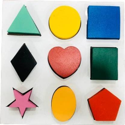 TechBlaze Wooden Geometric Shape & Color 3DPuzzle, for School Studies Teachers Students Home and Learning Shapes Toys,Nine 3DShapes Educational Brain Games for Kids and KG Students