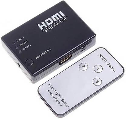 Right Gear 3 Port HDMI Switch / Selector With Remote, 4K Supported. 3 HDMI Input to 1 HDMI Output. Media Streaming Device
