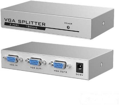 OcAfee 2 Port VGA Splitter Sharing Switch Box 150MHz 1 Input 2 Output VGA Switcher 1 PC to 2 Monitors SVGA/XGA Video Distributor Converter 1920X1440 (VGA Splitter 1 in 2 Out) Media Streaming Device
