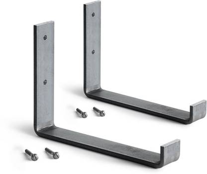 Squarecal Heavy Duty Shelf Bracket, J Shelf Bracket, Metal Shelf Bracket, Industrial Shelf Bracket, Floating Shelf Bracket, Rustic Shelf Bracket | 2 Pack of 6 x 9.75 x 1.5 Inch Industrial Metal Shelf Holders, Joint Angle Brackets for Wall Mount Shelves 19 Shelf Bracket