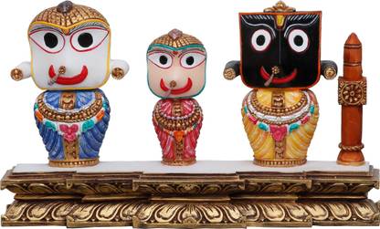 Sri Krishna Culture Large Jagannath Swami Idol On Heavy Base-Hindu God and Goddess Idol/Statue/Murti/Figurine(10"x2.5"x6")-Polyster Resin-Multicolour Decorative Showpiece  -  15.24 cm