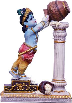 Sri Krishna Culture Krishna Idol Leaning Towards Pillar Decorative Showpiece  -  22.86 cm