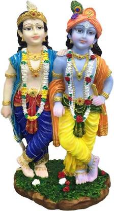 Sri Krishna Culture Large Standing Krishna-Balram Murti-Hindu God and Goddess Idol/Statue/Murti/Figurine-Height-20"-Polyster Resin-Multicolour Decorative Showpiece  -  50.8 cm