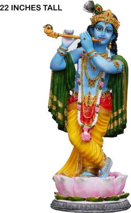 Sri Krishna Culture Large Standing Krishna Idol-Hindu God and Goddess Idol/Statue/Murti/Figurine(22")-Polyster Resin-Multicolour Decorative Showpiece  -  55.88 cm