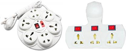 TOBY Extension board 8 universal socket with 4 meter cord and 3 socket multiplug , Fuse and Indicator 11  Socket Extension Boards