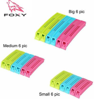 Foxy 1 set 18 S,M,L food clip 11 x 7.5 x 3.5 Centimeters Plastic Airtight Food Bag Clips Sealer