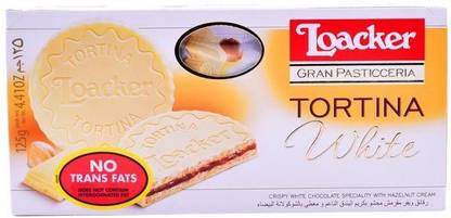 LOACKER Tortina Crispy White Chocolate with Hazelnut Cream Cream Filled Biscuit