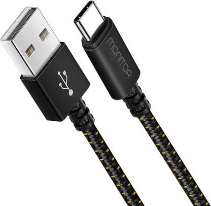 MONITOR USB Type C Cable 2 A 1 m Type C USB Cable Fast Charger for All Android Smartphones (Black)