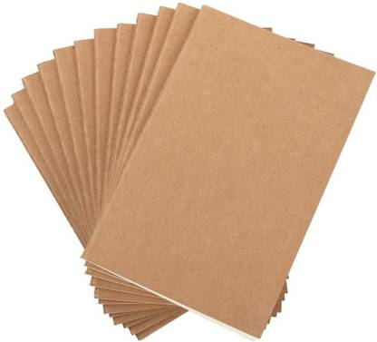 INNAXA Journal Notebook Kraft Brown Cover Blank Notebooks for Travelers and Office Daily Use - A5 Size 21 X 14.8 cm (Pack Of 12) A5 Notebook Blank 64 Pages
