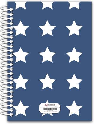 Drapvision Premium A4 Spiral Notebook, Design: Blue Stars A4 Notebook Unruled 400 Pages