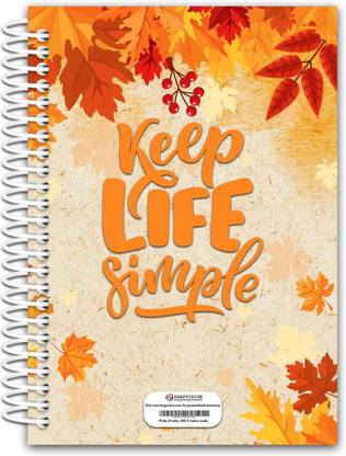 Drapvision Premium A4 Spiral Notebook, Design: Keep Life Simple A4 Notebook Unruled 400 Pages