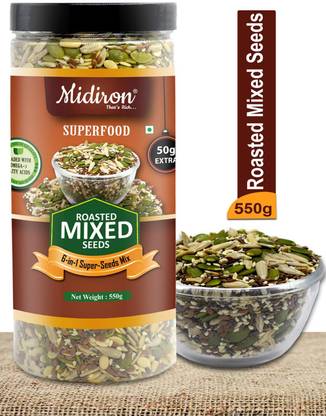 Midiron Mixed Seed, 6-in-1 Trail Mix, Roasted Superfood Healthy Mix seed Pack (Watermelon, Chia, Flax, Sunflower, Pumpkin, and Sesame) Mixed Seeds