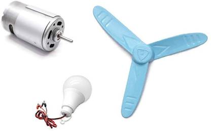 ERHIndia 555 Motor 12v DC High Speed Fan Motor High Speed with 9 Watt DC LED Bulb and Propeller for Multiple Applications Electronic Components Electronic Hobby Kit