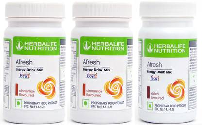 HERBALIFE Afresh Energy Drinks Mix afresh Cinnamon 2 pcs and +1 pcs Elaichi Flavour Energy Drink