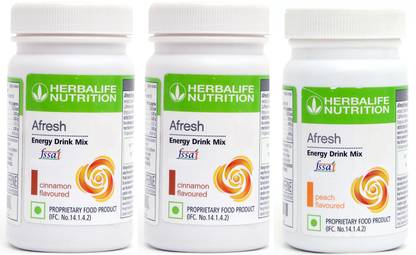 HERBALIFE Afresh Energy Drinks Mix afresh Cinnamon 2 pcs and +1 pcs Peach Flavour Energy Drink