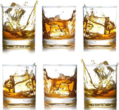 Staify (Pack of 6) Whiskey Glass - 210 ml | Suitable For Drinking Water, Juice, Cocktail, Bourbon, Wine, Scotch Glass Set Whisky Glass