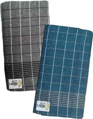 DeX Co. Checkered Blue, Grey Lungi