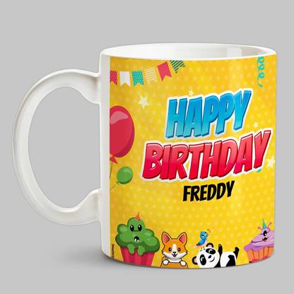HUPPME Happy Birthday Freddy Multicolor  Ceramic Coffee Mug