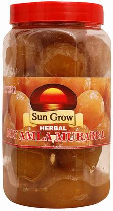 Sun Grow Home Made Organic Ghar Ka Bana Herbal Dry Amla Murabba with Almond (Badam) 1Kg Amla Murabba