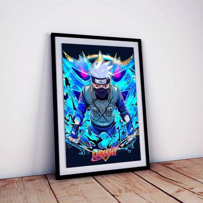 Anime Character Kakashi Poster Framed Large Size for Room and Home Decor Fine Art Print