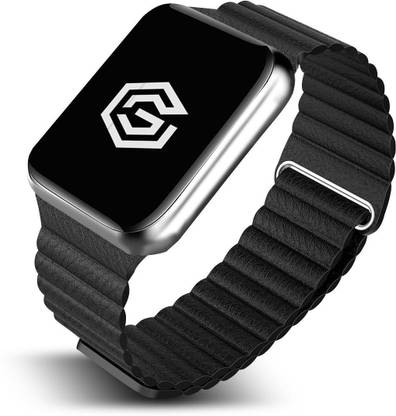 Gripp SPINZZ Genuine Leather Magnetic Smart Watch Strap Band for 42mm / 44mm Series 1/ Series 2/ Series 3/ Series 4/ Series 5/ Series 6 & SE with Waterproof Durable & Flexible - Sports Edition Smart Watch Strap - (Black) Smart Watch Strap