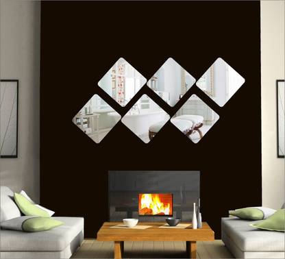 wall1ders 120 cm 6 Decorative reflective Curve Squares (Each piece size 15 cm) 3d acrylic mirror wall stickers, acrylic wall sticker, Acrylic Stickers. Self Adhesive Sticker